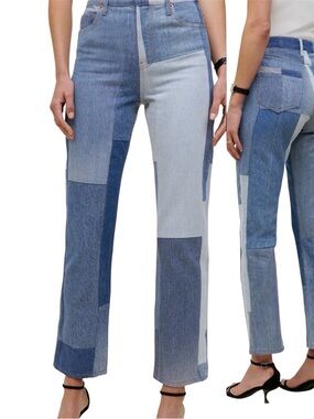 Reformation Upcycled Patchwork High Rise Straight Jeans - Size 29